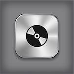 CD or DVD disc icon - vector metal app button with shadow