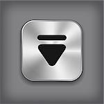 Down arrow icon - vector metal app button with shadow