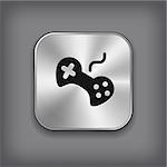 Video game icon - vector metal app button with shadow