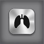 Lungs icon - vector metal app button with shadow