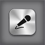 Microphone icon - vector metal app button with shadow