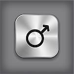 Male icon - vector metal app button with shadow