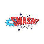 Smash Comic Speech Bubble Bright Color Classic Comic Book Style Flat Vector Design Sticker