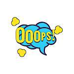 Ooops Comic Speech Bubble Bright Color Classic Comic Book Style Flat Vector Design Sticker