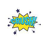 Crush Comic Speech Bubble Bright Color Classic Comic Book Style Flat Vector Design Sticker