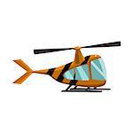 Stripy Helicopter Toy Aircraft  Glossy Vector Drawing In Childish Fun Style Isolated On White Background