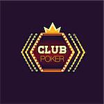 Crowned Poker Club Neon Sign Las Vegas Style Illumination Bright Color Vector Design Sticker