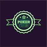 Doble Frame Green Poker Club Neon Sign Las Vegas Style Illumination Bright Color Vector Design Sticker