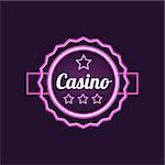 Double Frame Casino Purple Neon Sign Las Vegas Style Illumination Bright Color Vector Design Sticker