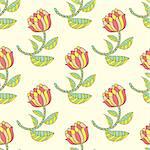 Vector hand drawn floral seamless pattern. Design for fabric, textile. Hand drawn colorful background with flower