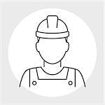 Worker avatar line icon. Industrial worker person