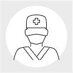Doctor avatar line icon. Surgeon doctor in medical clothes
