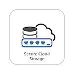 Secure Cloud Storage Icon. Flat Design Isolated Illustration.