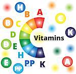 Vector colorful set of the rainbow colored bubble vitamins, eps10