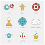 Business creative color line icons. Business brainstorming process