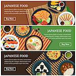 Japanese food web banner.Japanese street food coupon.