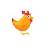 Chicken Simplified Cute Illustration In Childish Flat Vector Design Isolated On White Background
