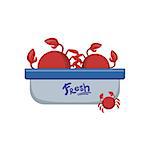Crabs In Tupperwear Container Flat Primitive Design Bright Color Vector Icon On White Background
