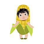 Boy Dressed As Corn Colorful Simple Design Vector Drawing Isolated On White Background