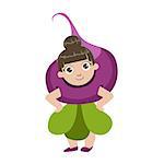 Girl Dressed As Beetroot Colorful Simple Design Vector Drawing Isolated On White Background