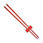 Wooden chopsticks in red design on white background