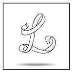 Ribbon alphabet. Ribbon letter. Ribbon L. Display ribbon font. Sketch ribbon latter L.