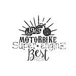 Motorbike Super Engine Vintage Emblem. Monochrome Vector Design Labels On White Background