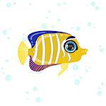 Angel Fish Bright Color Cartoon Style Vector Illustration Isolated On White Background