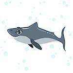 Great White Shark Bright Color Cartoon Style Vector Illustration Isolated On White Background