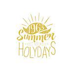 Summer Holidays Vintage Emblem With Sunset Creative Vector Design Stamp With Text Elements On White Background
