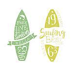 Summer Holidays Vintage Emblem With Surfboard Creative Vector Design Stamp With Text Elements On White Background