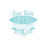 Surfing Holidays Vintage Emblem Creative Vector Design Stamp With Text Elements On White Background