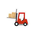 Forklift Machine Loading The Boxes Simplified Flat Vector Design Colorful Illustration On White Background