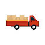 Open Deck Cargo Truck Simplified Flat Vector Design Colorful Illustration On White Background