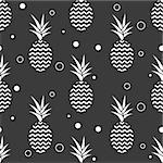 Pineapple simple vetor seamless background. Textile fabric ananas monochrome grey pattern. Baby simple scandinavian style apparel and linen design.