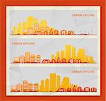 Cityscape sets with various parts of a city. Small towns or suburbs and downtown silhouettes. Illustration divided on layers for create parallax effect