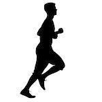 Silhouettes Runners on sprint, men. vector illustration.