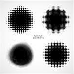 Simple Abstract Halftone Backgrounds. Vector Set of Isolated Halftone Modern Design Element. Black and white raster dots