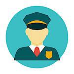 Policeman officer flat icon. Police avatar vector ilustration