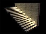 Modern staircase with backlit steps. Soft night lighting. 3d illustration