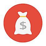 Money bag with dollar sign ftat icon