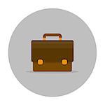 Briefcase icon flat. Briefcase male brown with lock