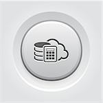 Secure Cloud Storage Icon. Flat Design App Symbol or UI element. Grey Button Design