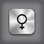 Female icon - vector metal app button with shadow