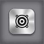 Audio speaker icon - vector metal app button with shadow