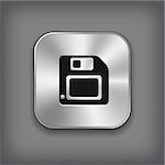 Floppy diskette icon - vector metal app button with shadow