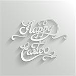 Happy Easter Hand lettering Greeting Card. Typographical Vector Background. Handmade calligraphy. Easy paste to any background