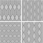 Seamless zig zag and diamond shape patterns. Geometric textures set. Vector art.