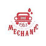 Mechanic Red Vintage Stamp Classic Cool Vector Design With Text Elements On White Background