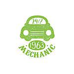 Mechanic Green Vintage Stamp Classic Cool Vector Design With Text Elements On White Background